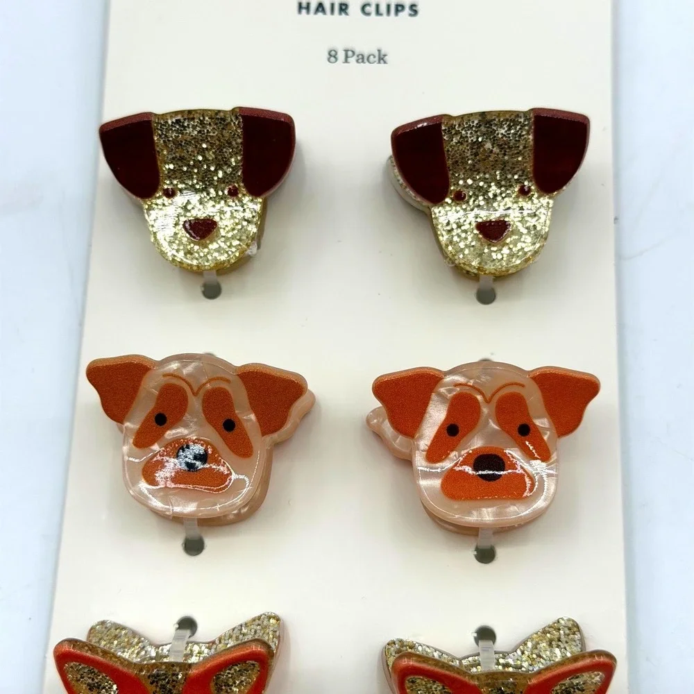 Cat & Jack Kids Hair Clips 8 Pack Glitter Marbled Puppy Dog Claw Clips Multi NEW